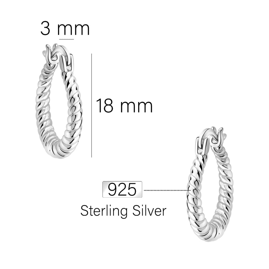 Maßenansicht von Croissant Creolen in 925 Silber von Sofia Milani - E2720