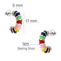 Maßenansicht von Mehrfarbig Steck Creolen in 925 Silber von Sofia Milani - E2738