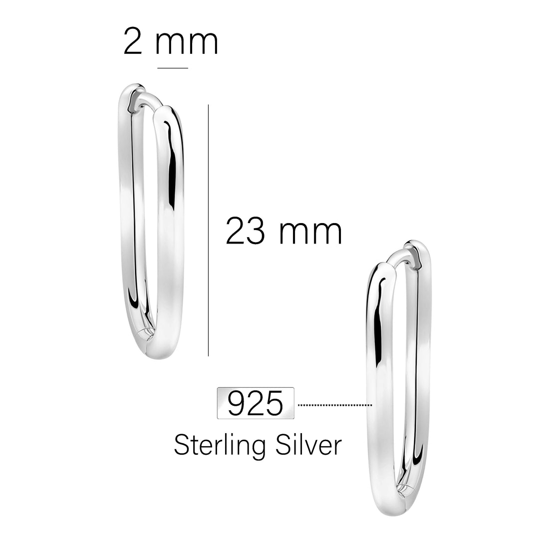 Maßenansicht von Creolen in 925 Silber von Sofia Milani - E2742