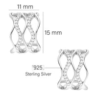 Maßenansicht von Wellen Steck Creolen in 925 Silber von Sofia Milani - E2748