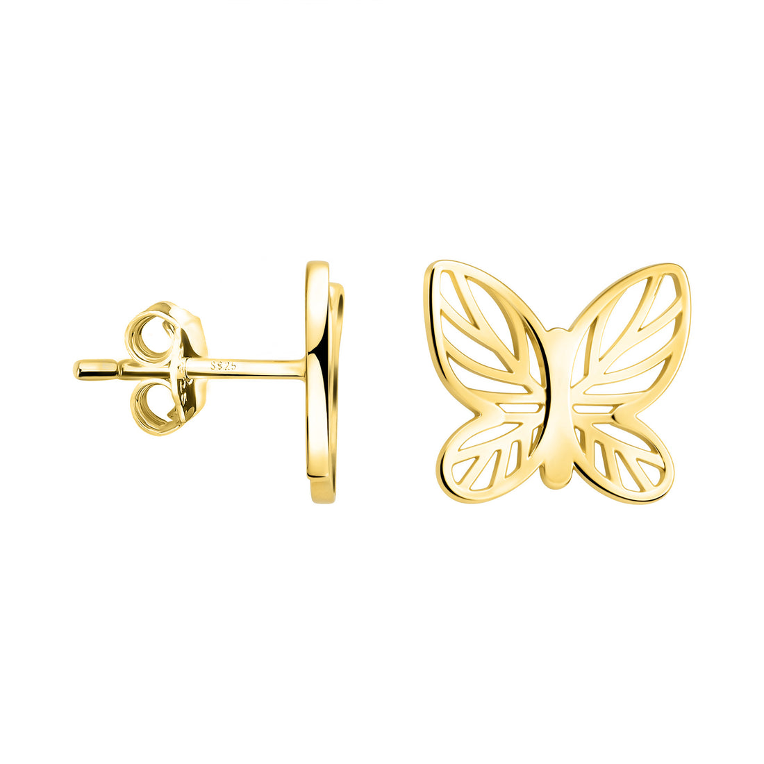 Haupt- und Seitenansicht von Schmetterling Ohrstecker in 925 Silber von Sofia Milani - E2765