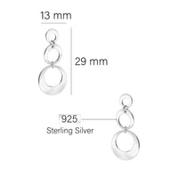 Maßenansicht von Kreise Ohrhänger in 925 Silber von Sofia Milani - E2768