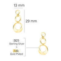 Maßenansicht von Kreise Ohrhänger in 925 Silber von Sofia Milani - E2769