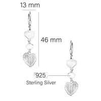 Maßenansicht von Dreifaches Herz Ohrhänger in 925 Silber von Sofia Milani - E2770