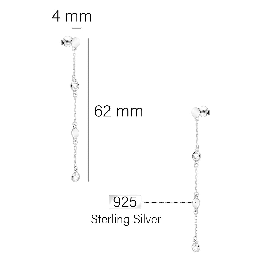 Maßenansicht von Zirkonia Ohrhänger in 925 Silber von Sofia Milani - E2788