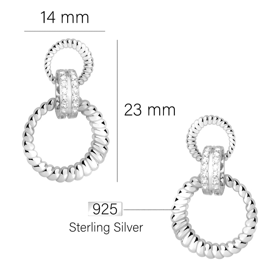 Maßenansicht von Kreis Ohrhänger in 925 Silber von Sofia Milani - E2790