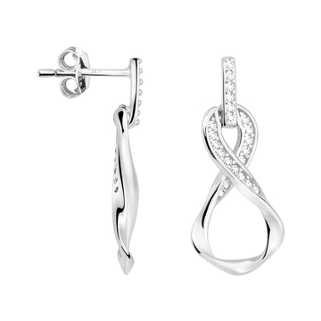 Haupt- und Seitenansicht von Unendlich Infinity Ohrhänger in 925 Silber von Sofia Milani - E2792