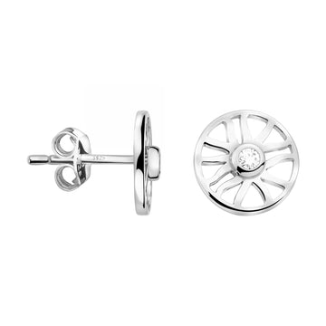 Haupt- und Seitenansicht von Rad Ohrstecker in 925 Silber von Sofia Milani - E2796