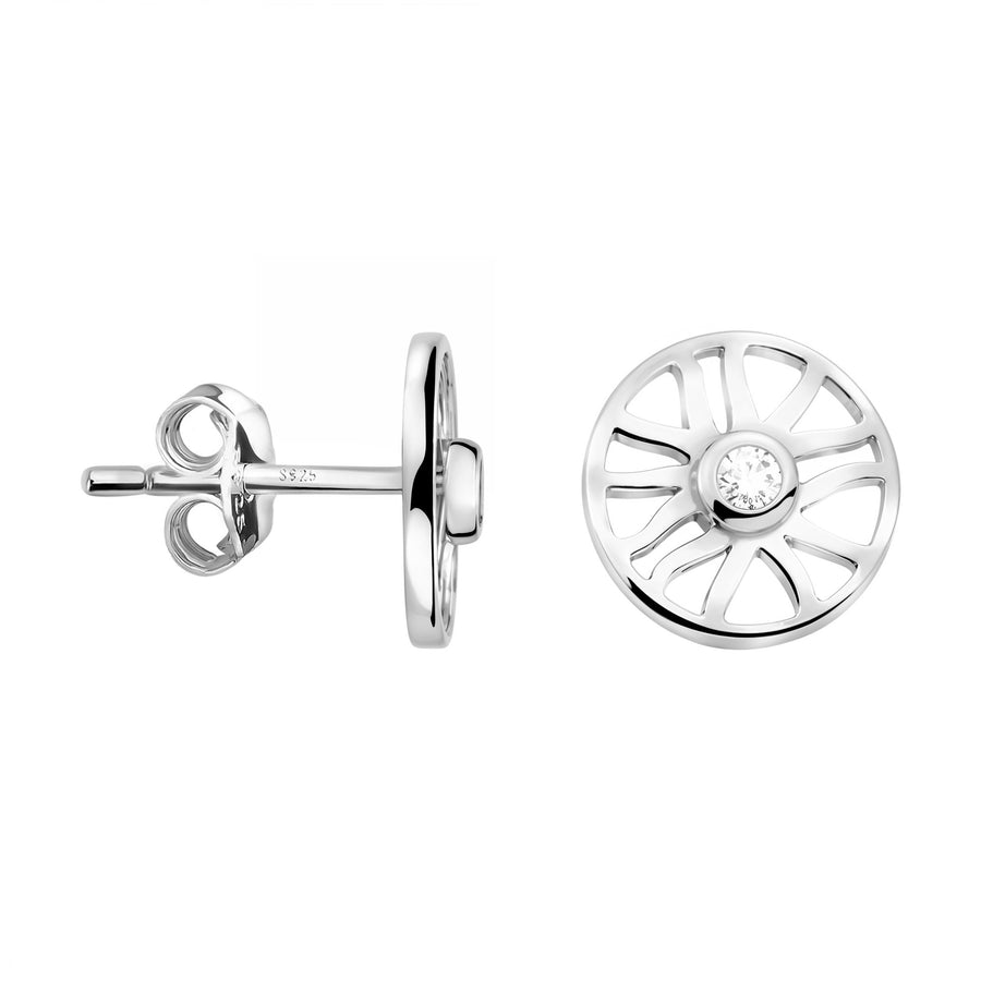 Haupt- und Seitenansicht von Rad Ohrstecker in 925 Silber von Sofia Milani - E2796