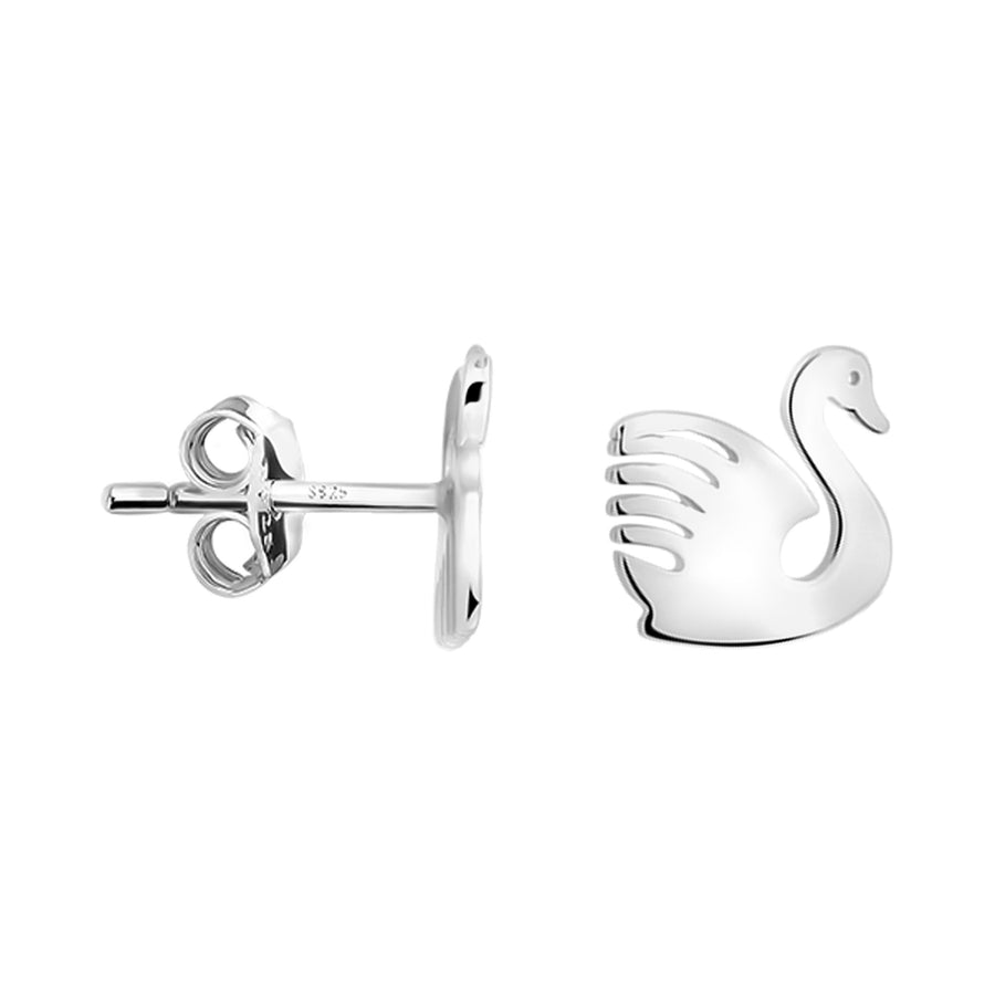 Haupt- und Seitenansicht von Schwan Ohrstecker in 925 Silber von Sofia Milani - E2798