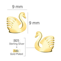 Maßenansicht von Schwan Ohrstecker in 925 Silber von Sofia Milani - E2799