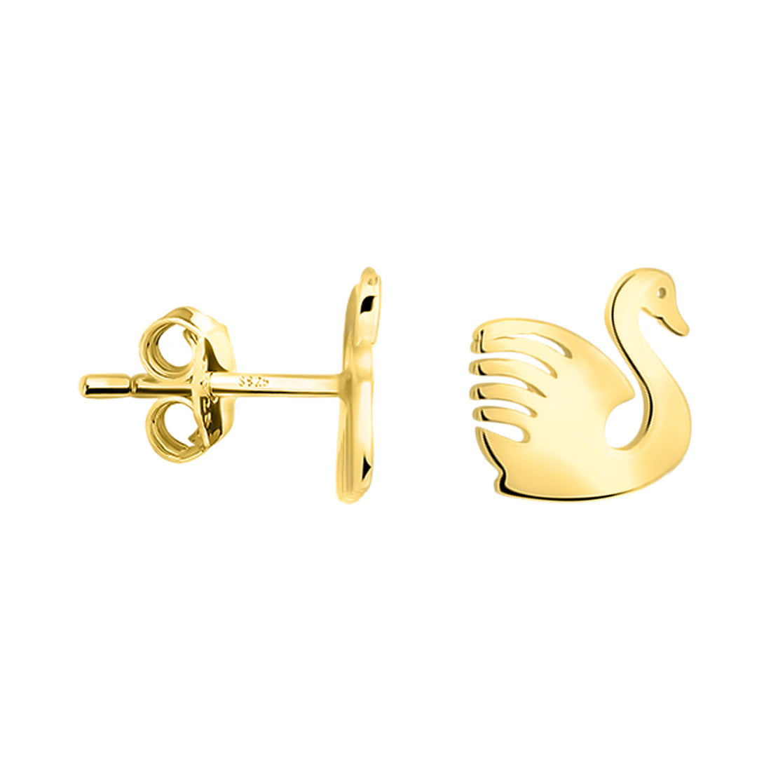 Haupt- und Seitenansicht von Schwan Ohrstecker in 925 Silber von Sofia Milani - E2799