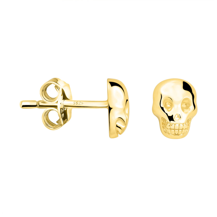 Haupt- und Seitenansicht von Totenkopf Ohrstecker in 925 Silber von Sofia Milani - E2803