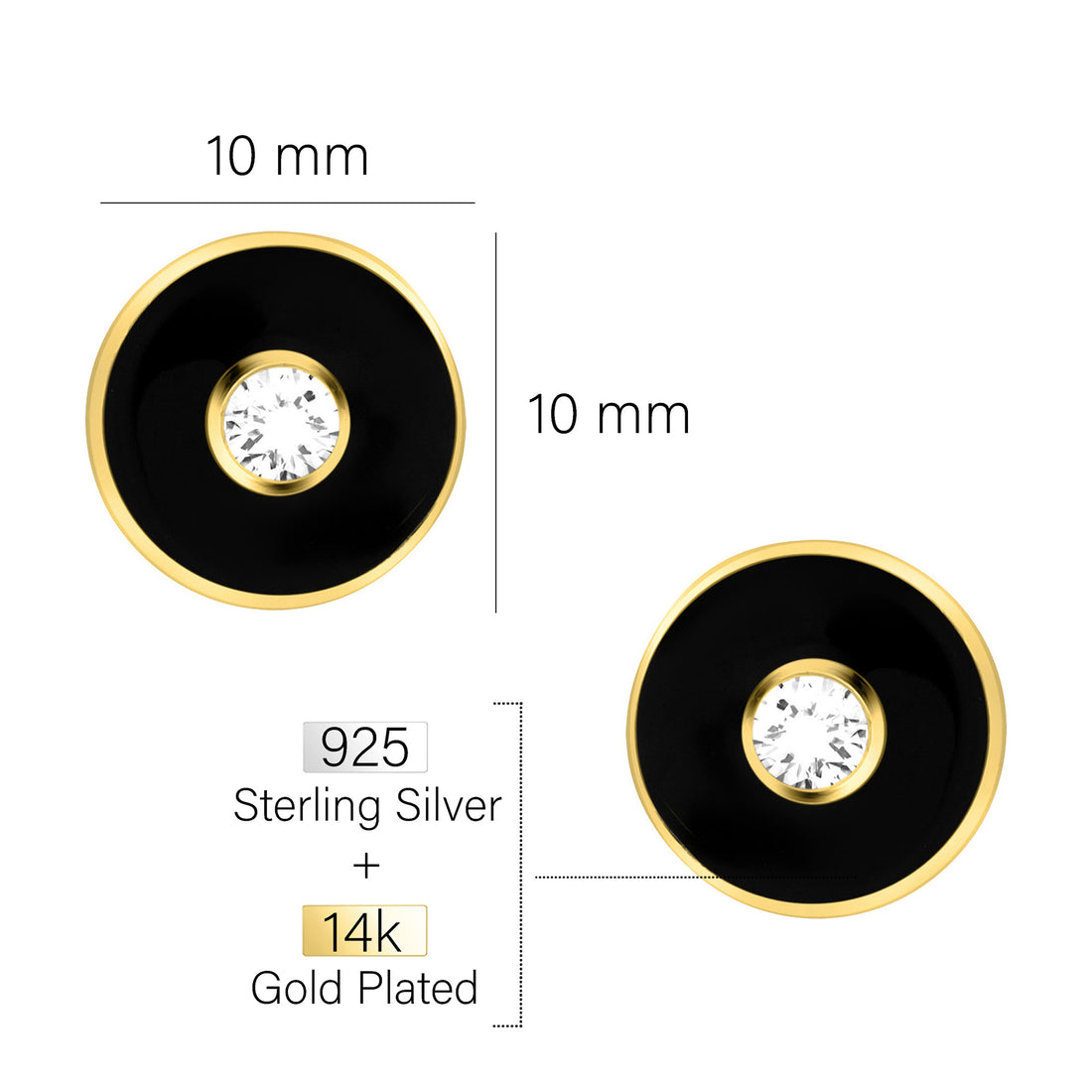 Maßenansicht von Kreis Ohrstecker in 925 Silber von Sofia Milani - E2807