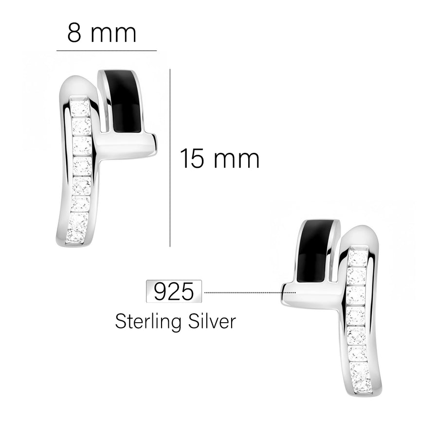 Maßenansicht von Geometrie Steck Creolen in 925 Silber von Sofia Milani - E2808