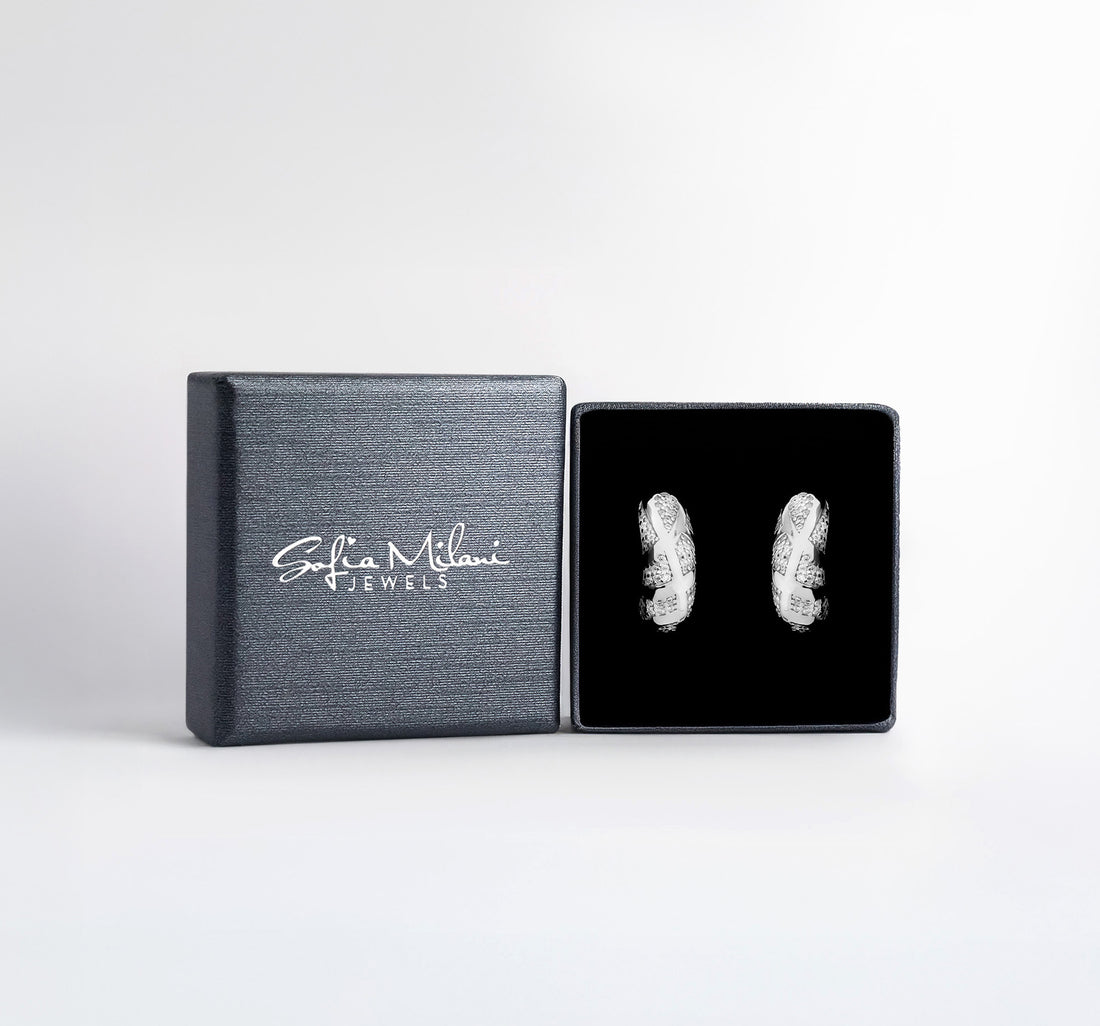 Boxansicht von Zirkonia Ohrstecker in 925 Silber von Sofia Milani - E2820