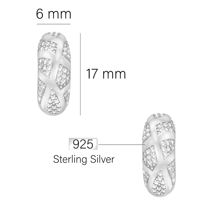 Maßenansicht von Zirkonia Ohrstecker in 925 Silber von Sofia Milani - E2820