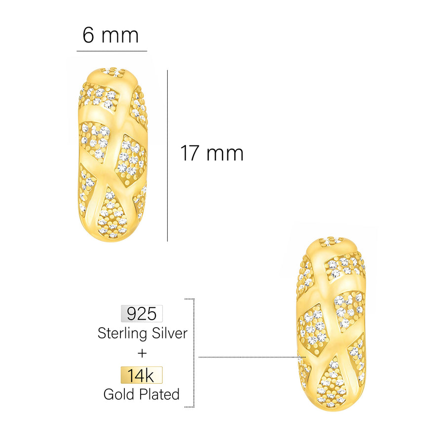 Maßenansicht von Zirkonia Ohrstecker in 925 Silber von Sofia Milani - E2821
