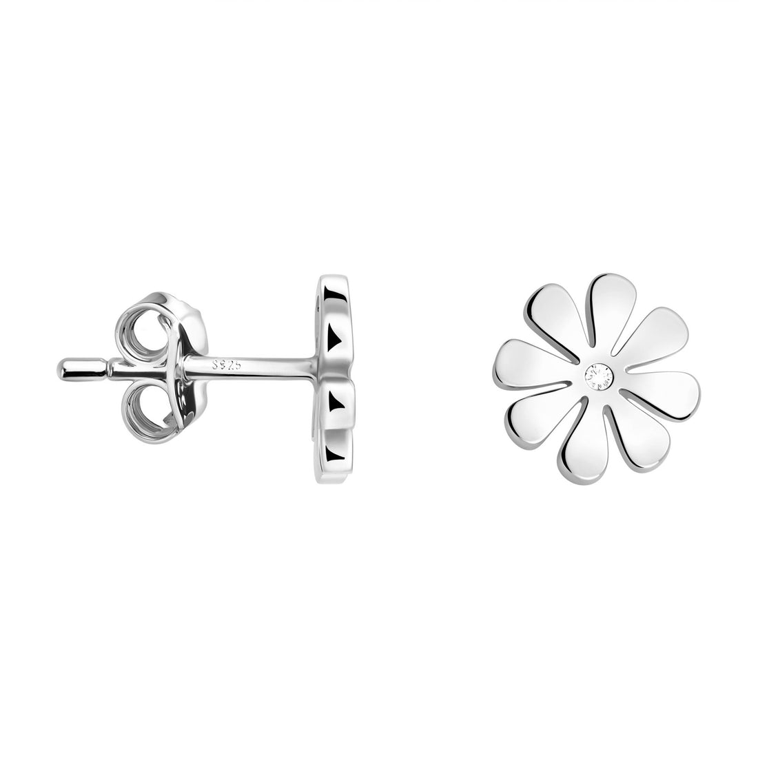 Haupt- und Seitenansicht von Blumen Ohrstecker in 925 Silber von Sofia Milani - E2822