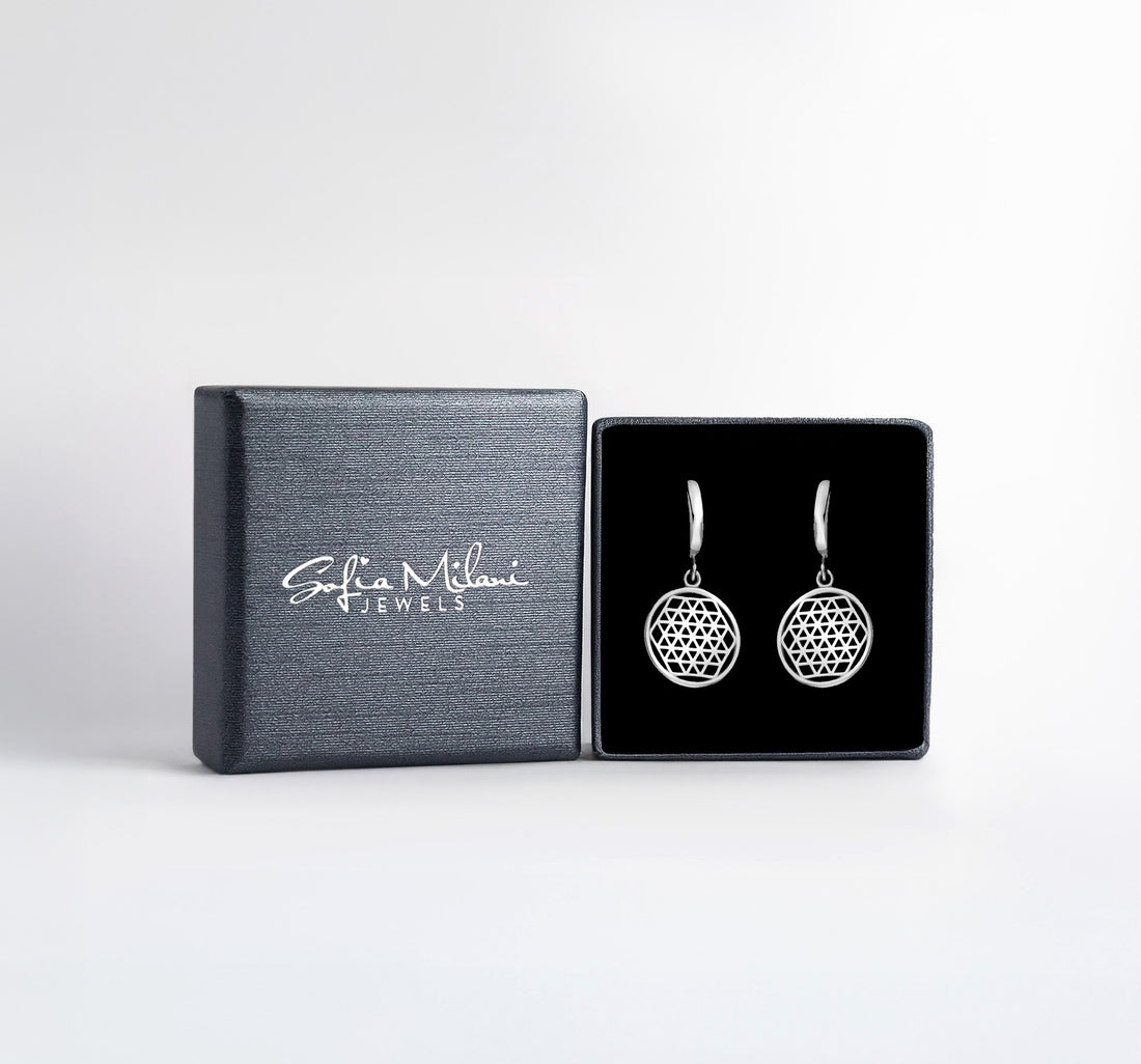 Boxansicht von Gitter Kreis Ohrhänger in 925 Silber von Sofia Milani - E2842
