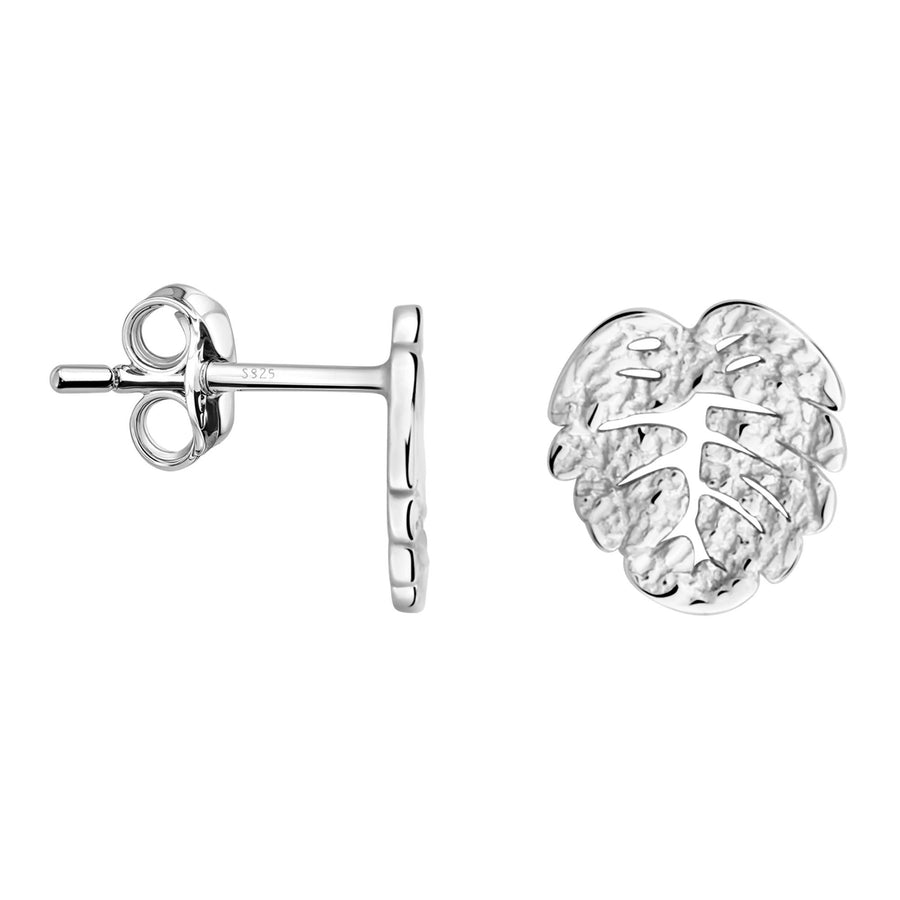 Haupt- und Seitenansicht von Gehämmertes Blatt Ohrstecker in 925 Silber von Sofia Milani - E2848