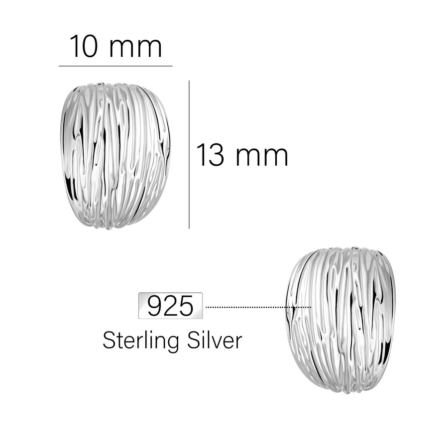 Maßenansicht von Gebürstet Steck Creolen in 925 Silber von Sofia Milani - E2850