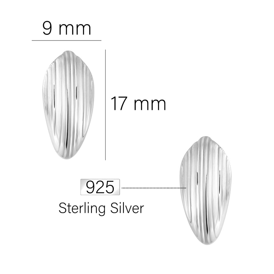 Maßenansicht von Gebürstet Steck Creolen in 925 Silber von Sofia Milani - E2852