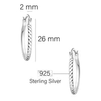 Maßenansicht von Croissant Creolen in 925 Silber von Sofia Milani - E2856
