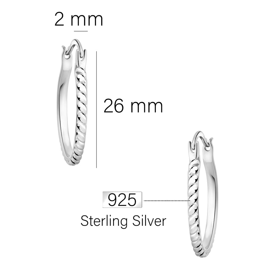 Maßenansicht von Croissant Creolen in 925 Silber von Sofia Milani - E2856