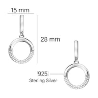 Maßenansicht von Kreis Ohrhänger in 925 Silber von Sofia Milani - E2860