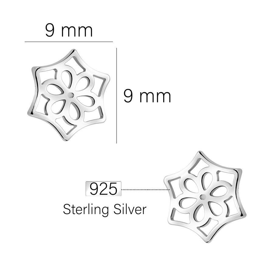 Maßenansicht von Blumen Ohrstecker in 925 Silber von Sofia Milani - E2868