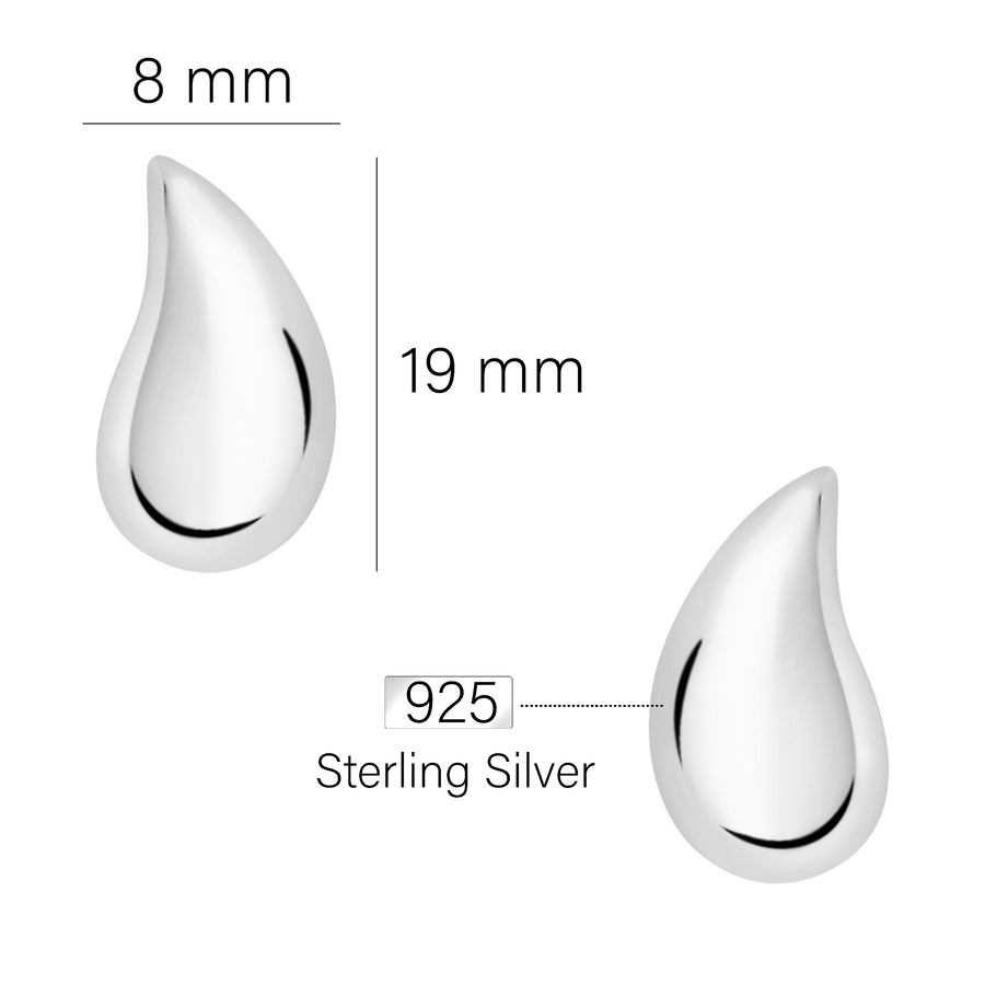 Maßenansicht von Tropfen Ohrstecker in 925 Silber von Sofia Milani - E2880