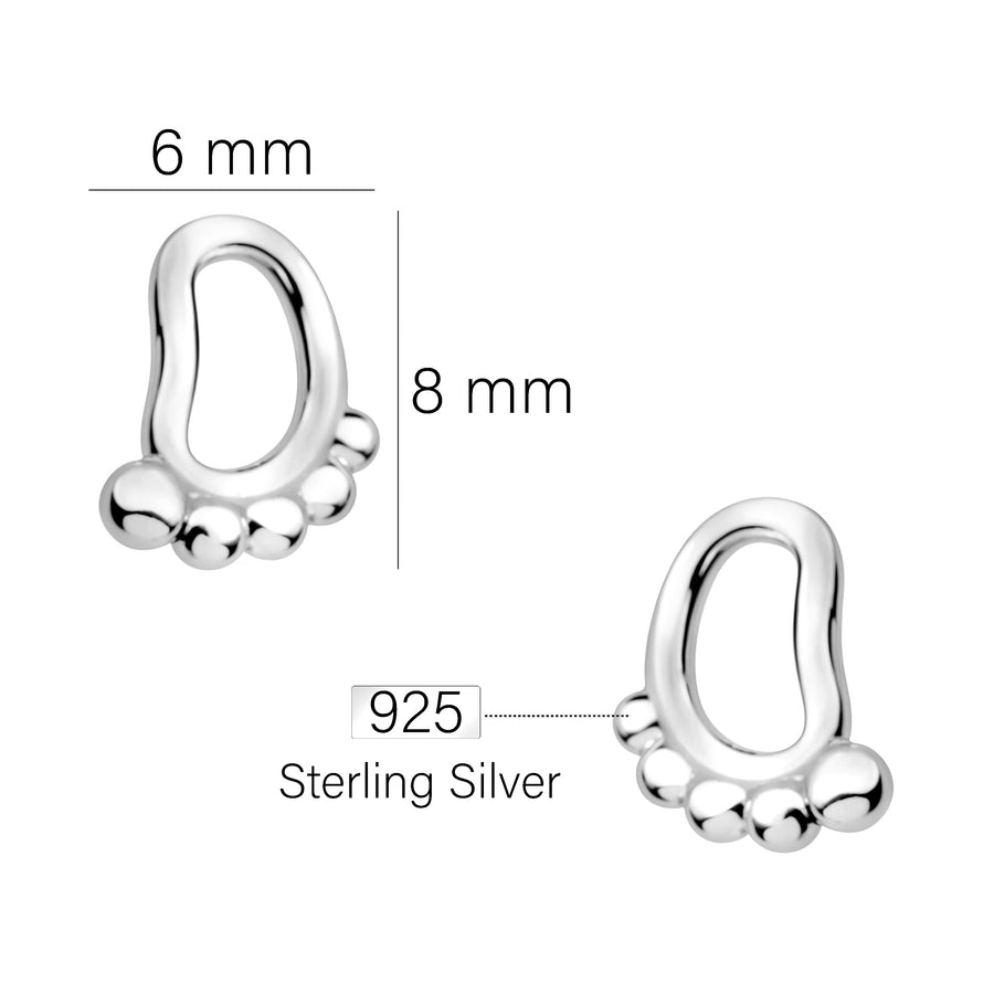 Maßenansicht von Fuß Ohrstecker in 925 Silber von Sofia Milani - E2886