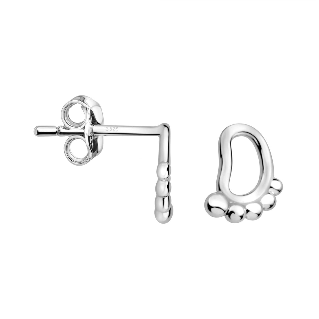 Haupt- und Seitenansicht von Fuß Ohrstecker in 925 Silber von Sofia Milani - E2886
