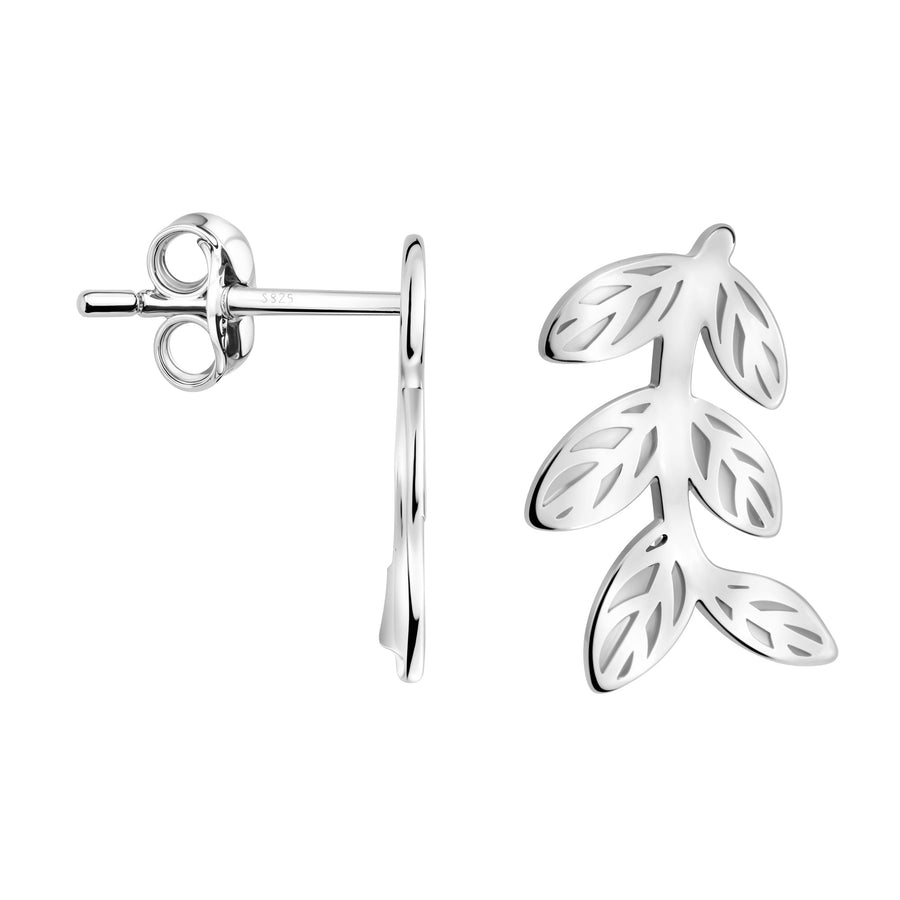 Haupt- und Seitenansicht von Blatt Ohrstecker in 925 Silber von Sofia Milani - E2892