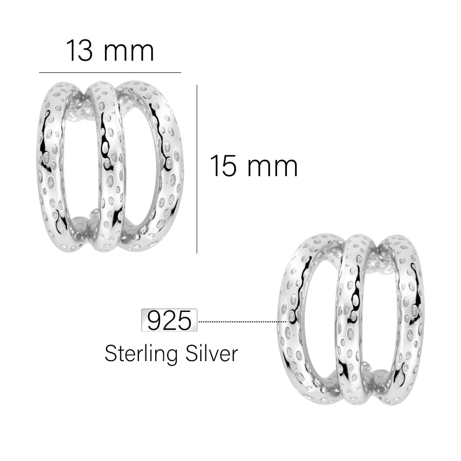 Maßenansicht von Strukturiert Steck Creolen in 925 Silber von Sofia Milani - E2898