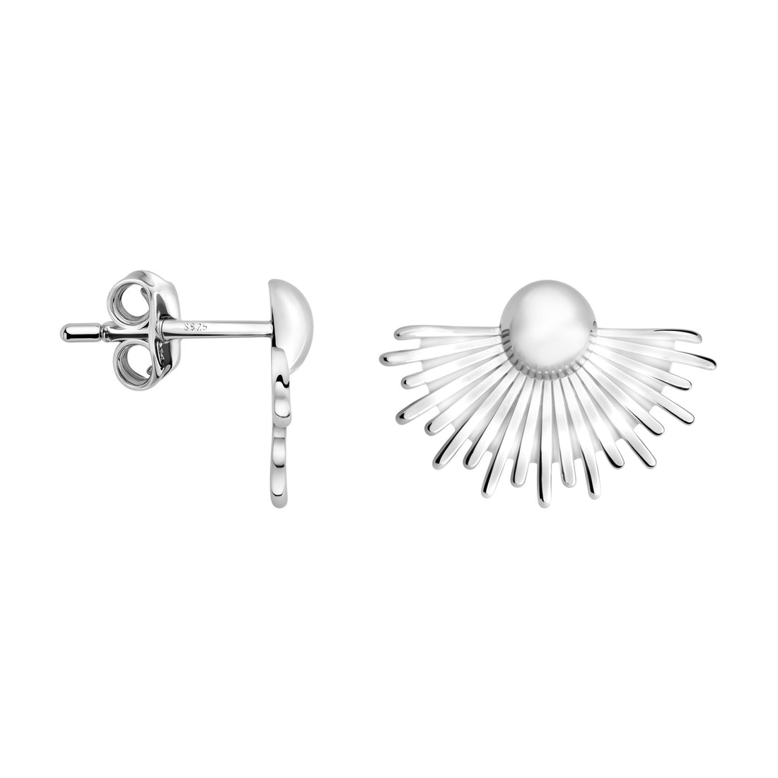 Haupt- und Seitenansicht von Sonnen Ohrstecker in 925 Silber von Sofia Milani - E2900