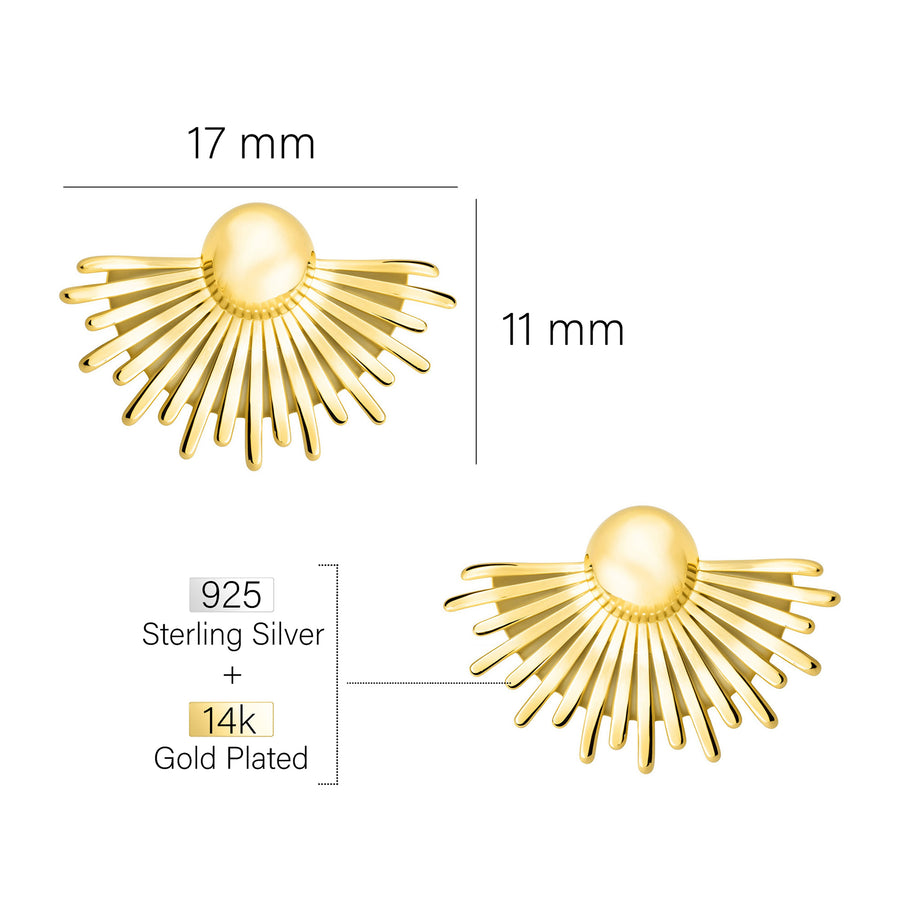Maßenansicht von Sonnen Ohrstecker in 925 Silber von Sofia Milani - E2901