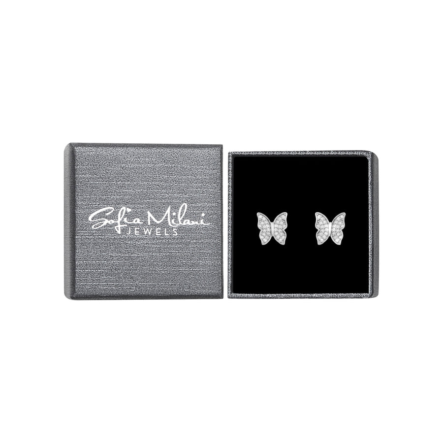 Boxansicht von Schmetterling Ohrstecker in 925 Silber von Sofia Milani - E2902