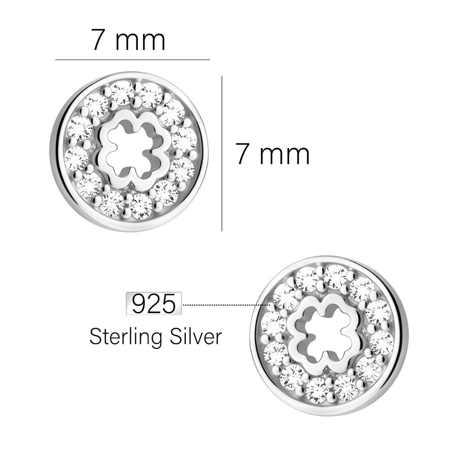 Maßenansicht von Blumen Kreis Ohrstecker in 925 Silber von Sofia Milani - E2904