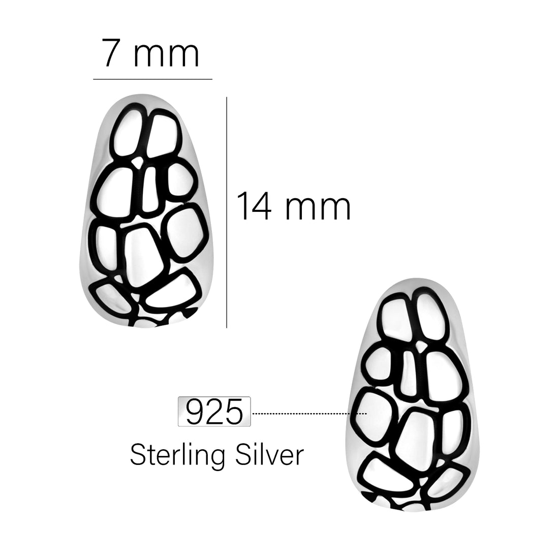 Maßenansicht von Mosaik Ohrstecker in 925 Silber von Sofia Milani - E2906