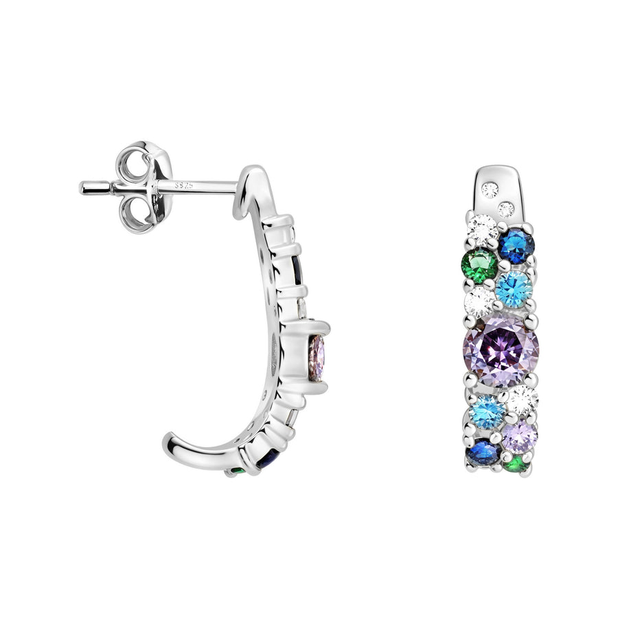 Haupt- und Seitenansicht von Farbiger Zirkonia Ohrstecker in 925 Silber von Sofia Milani - E2910