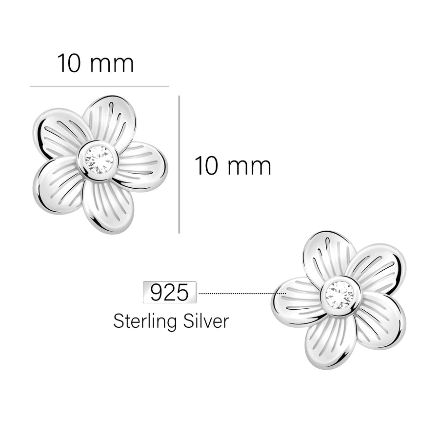 Maßenansicht von Blumen Ohrstecker in 925 Silber von Sofia Milani - E2912