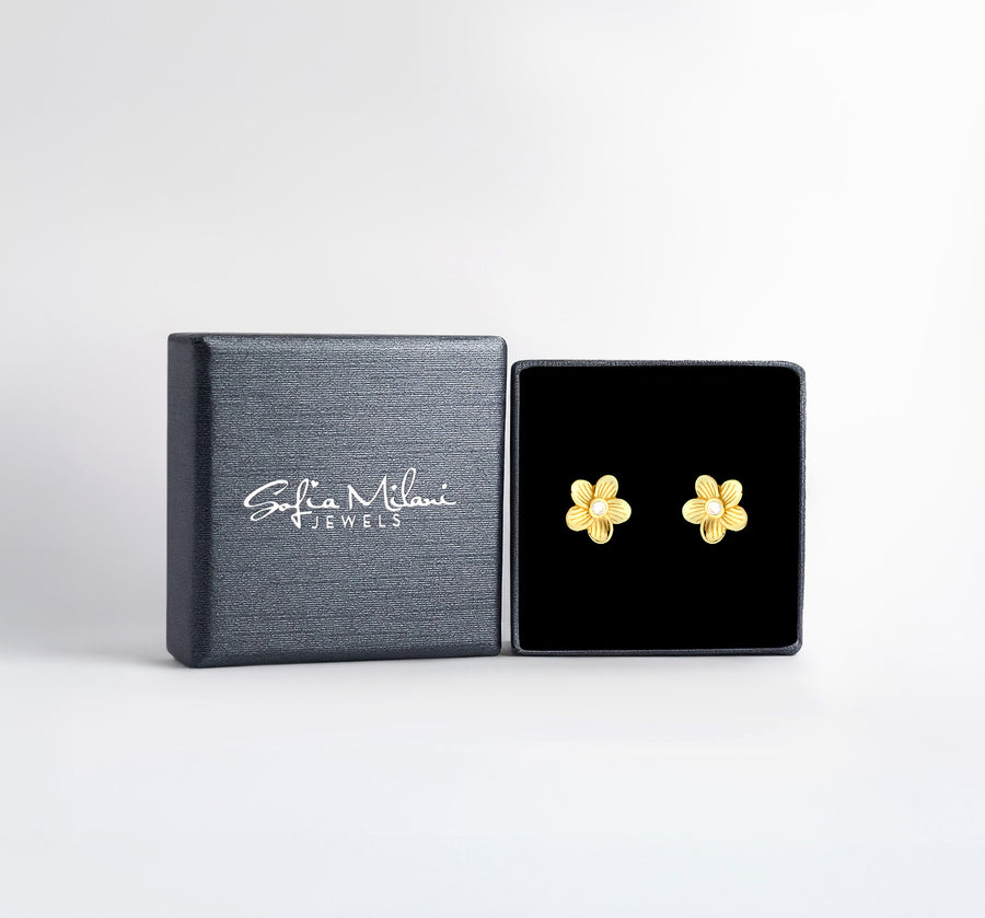 Boxansicht von Blumen Ohrstecker in 925 Silber von Sofia Milani - E2913