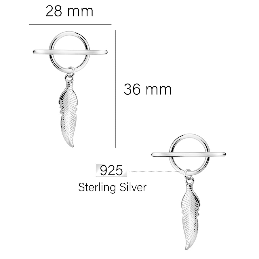 Maßenansicht von Feder Kreis Ohrhänger in 925 Silber von Sofia Milani - E2914