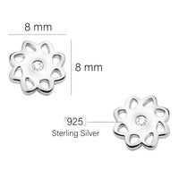 Maßenansicht von Blumen Ohrstecker in 925 Silber von Sofia Milani - E2916
