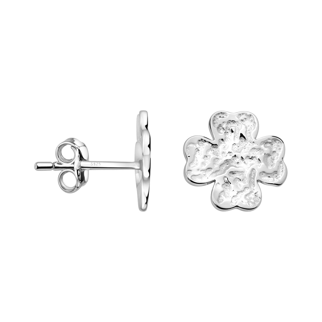Haupt- und Seitenansicht von Kleeblatt Ohrstecker in 925 Silber von Sofia Milani - E2918