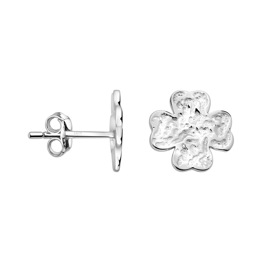 Haupt- und Seitenansicht von Kleeblatt Ohrstecker in 925 Silber von Sofia Milani - E2918