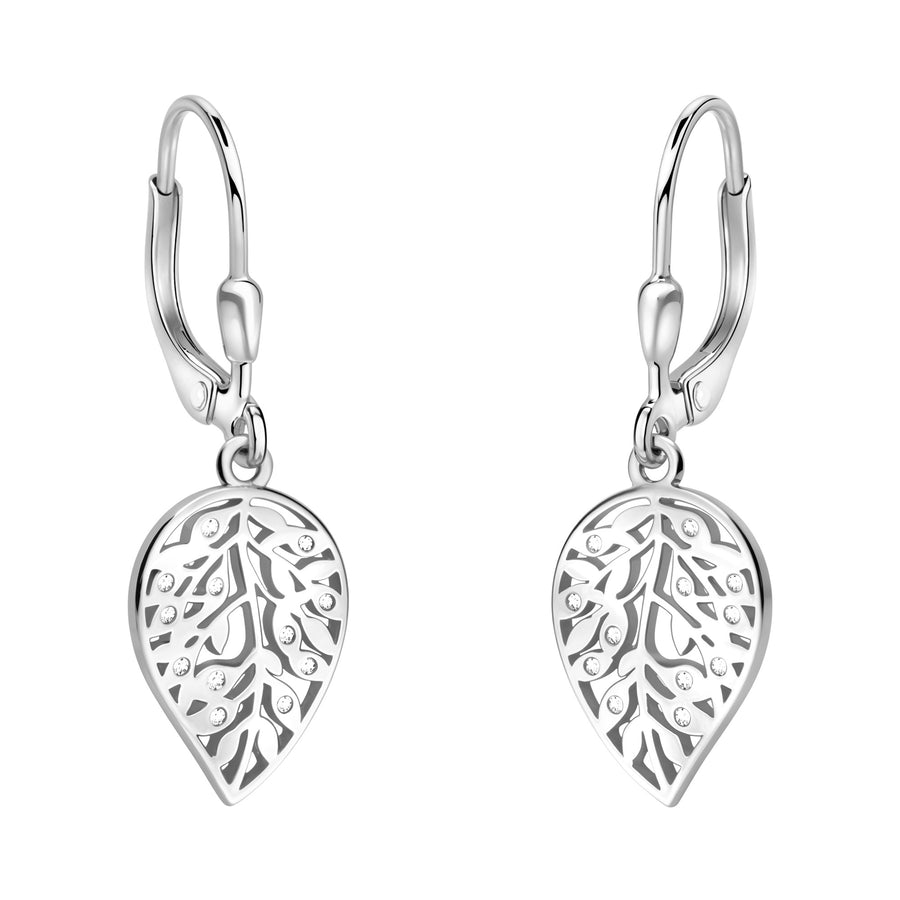 Haupt- und Seitenansicht von Blatt Ohrhänger in 925 Silber von Sofia Milani - E2920