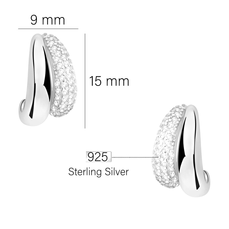 Maßenansicht von Zirkonia Ohrstecker in 925 Silber von Sofia Milani - E2926